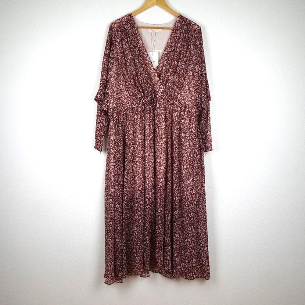 Ted Baker Vallyy Midi Dress Size 8 Ted Size 3 Animal Print Flowy Boho Peasant - Picture 4 of 14
